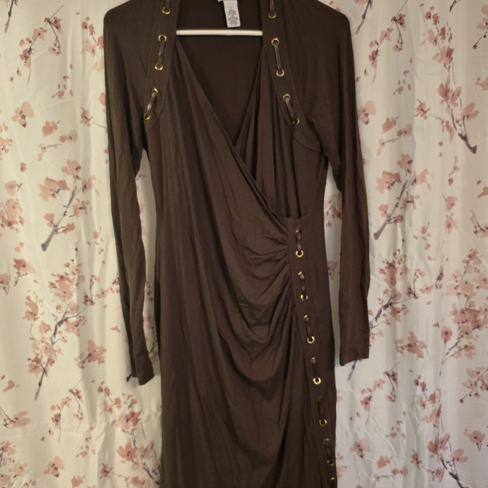 Elegant Brown Long Sleeve Dress